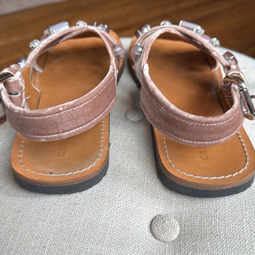 Car Shoe Velvet Sandals with Crystals Pink Blush Jewels Women's 38 KDX 87 O - Picture 6 of 12